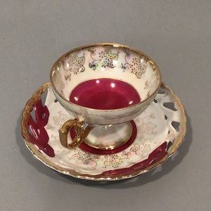 Vintage Lefton China Hand Painted Angel Teacup And Saucer Set